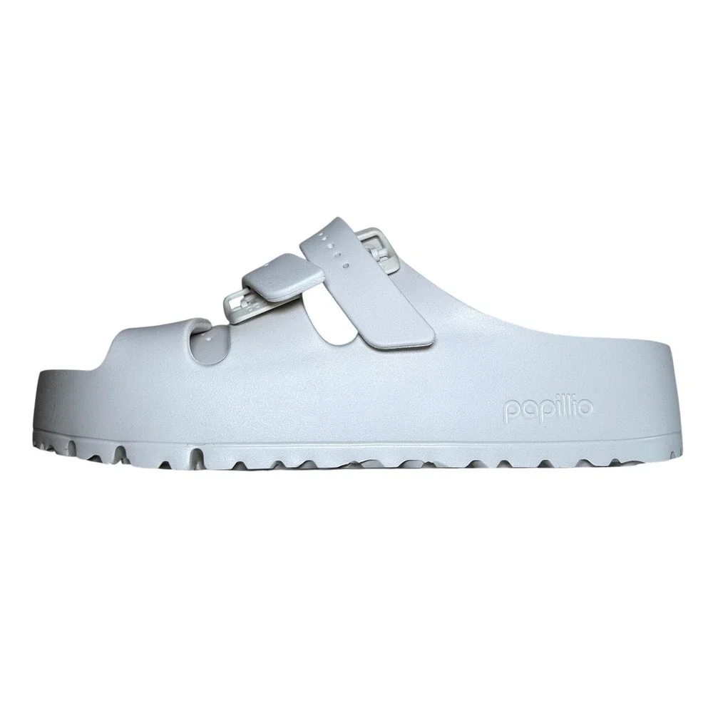 Papillio by Birkenstock White EVA Triple Strap Platform Slides Sandals Size 38